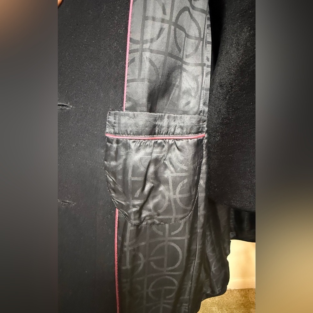 Cole Haan Wool Cashmere black midi large collar soft warm preppy winter coat 4P - Picture 9 of 14